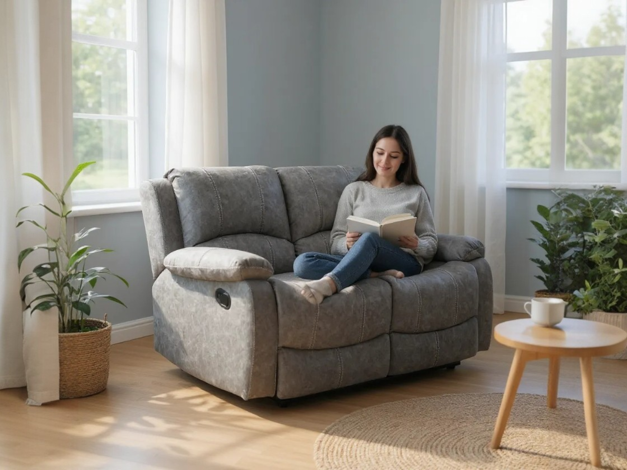 Essentials One 2 Seater Manual Reclining Sofa