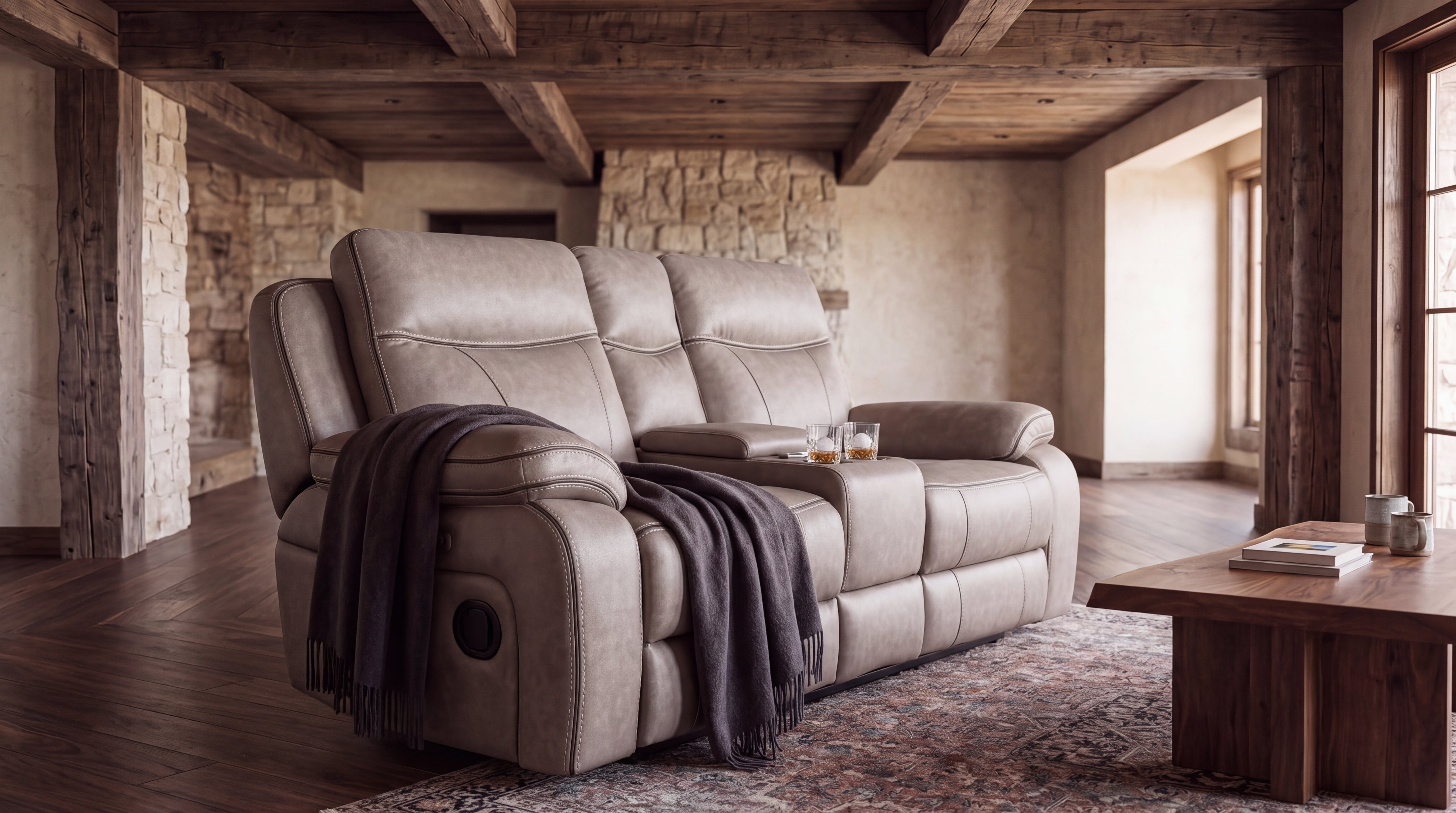 Louis Tech Sofa | 2 Seater Console Electric Recliner Sofa