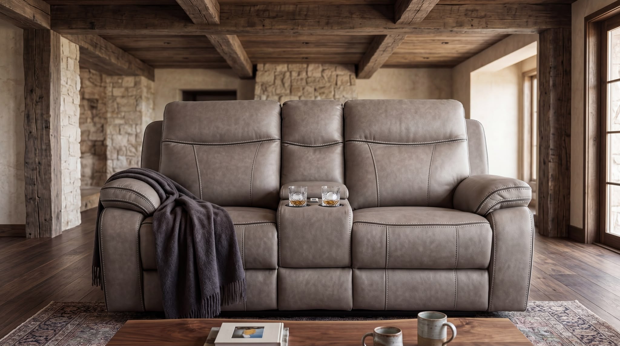 Louis Tech Sofa | 2 Seater Console Electric Recliner Sofa