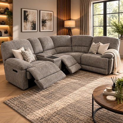 Series Six Pro | Corner Electric Resilliance Fabric Sofa - Enhanced Speaker Package