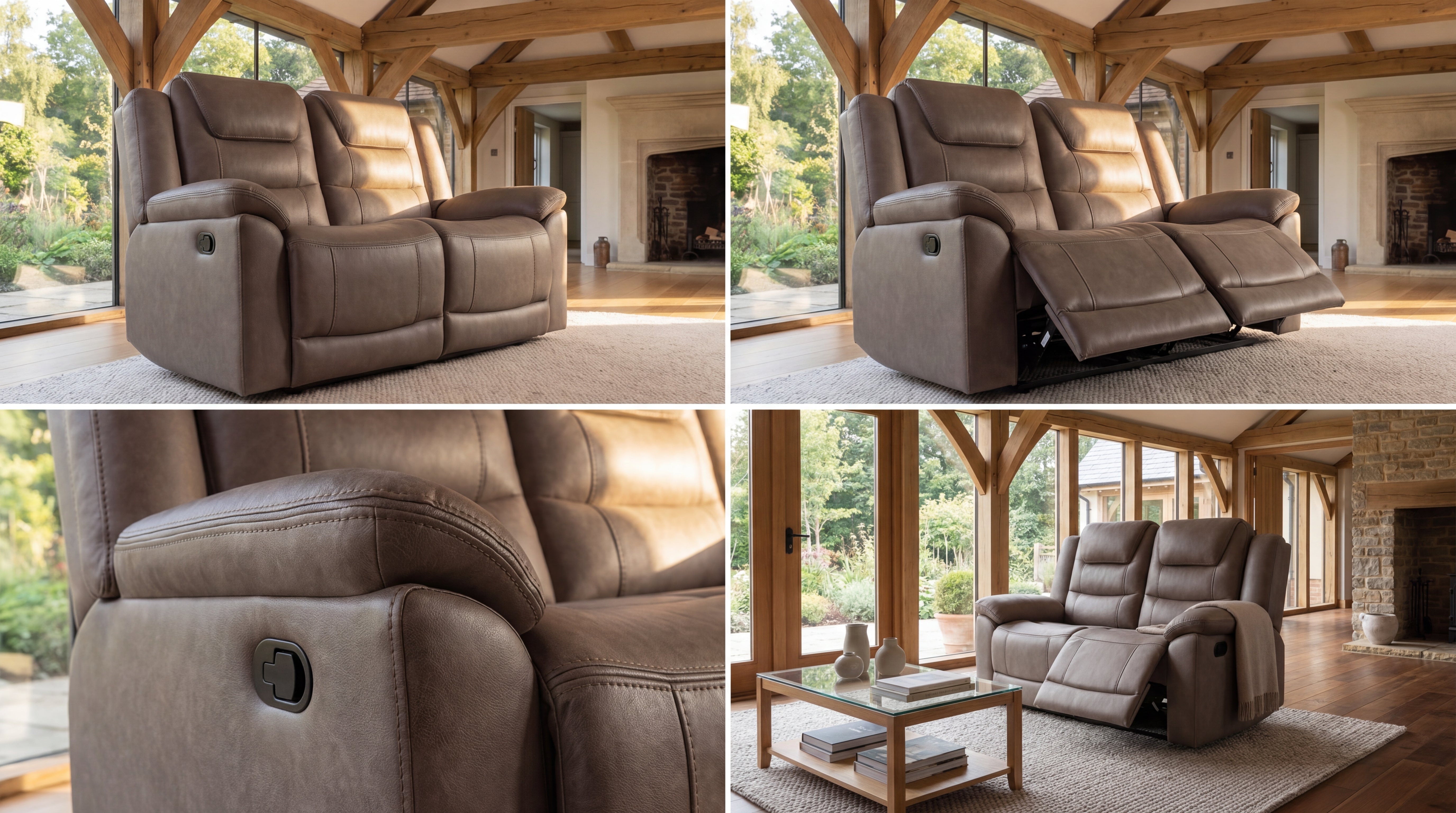 Myla Sand Series | 2 Seater Manual Recliner Sofa