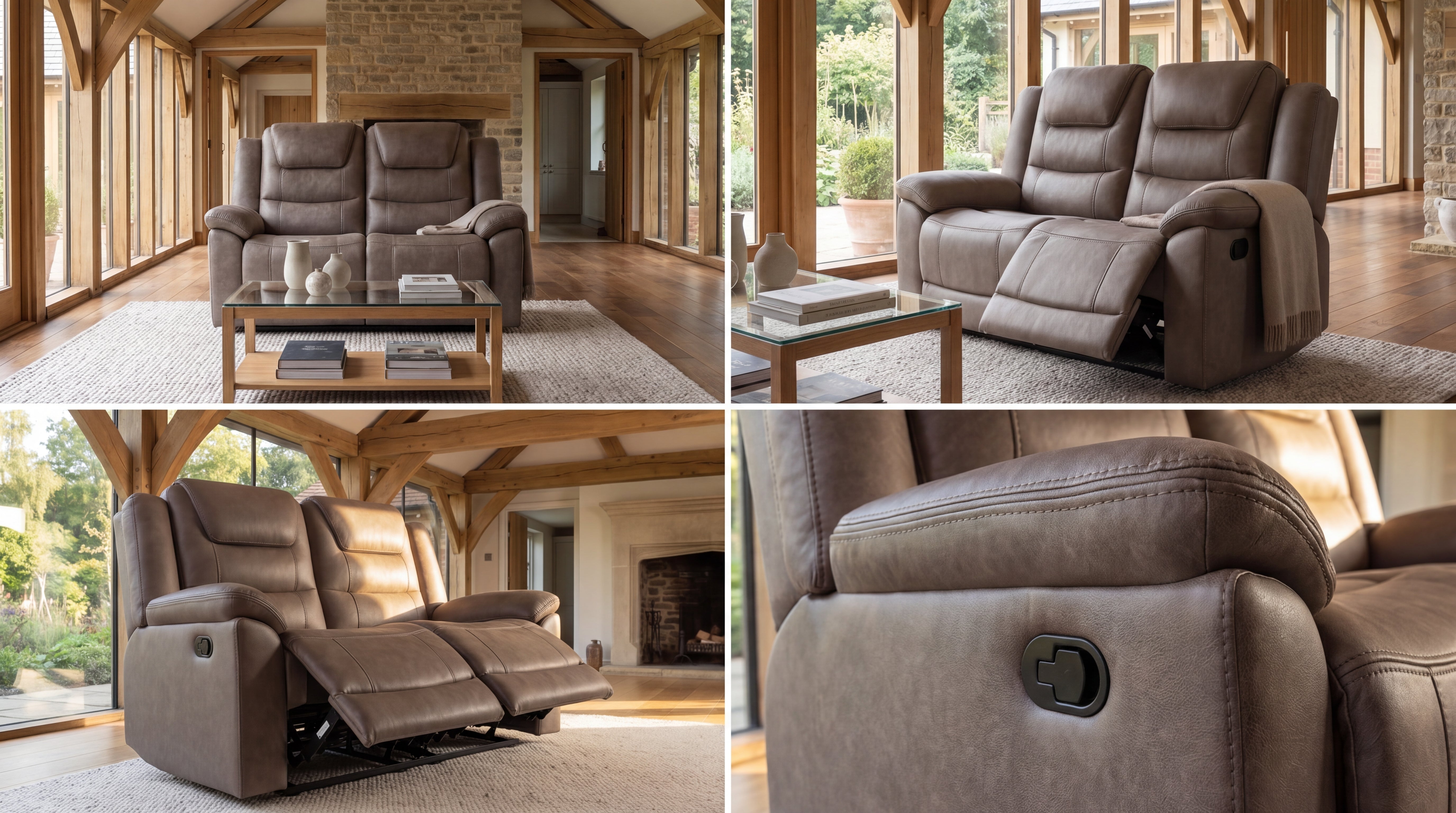 Myla Sand Series | 2 Seater Manual Recliner Sofa