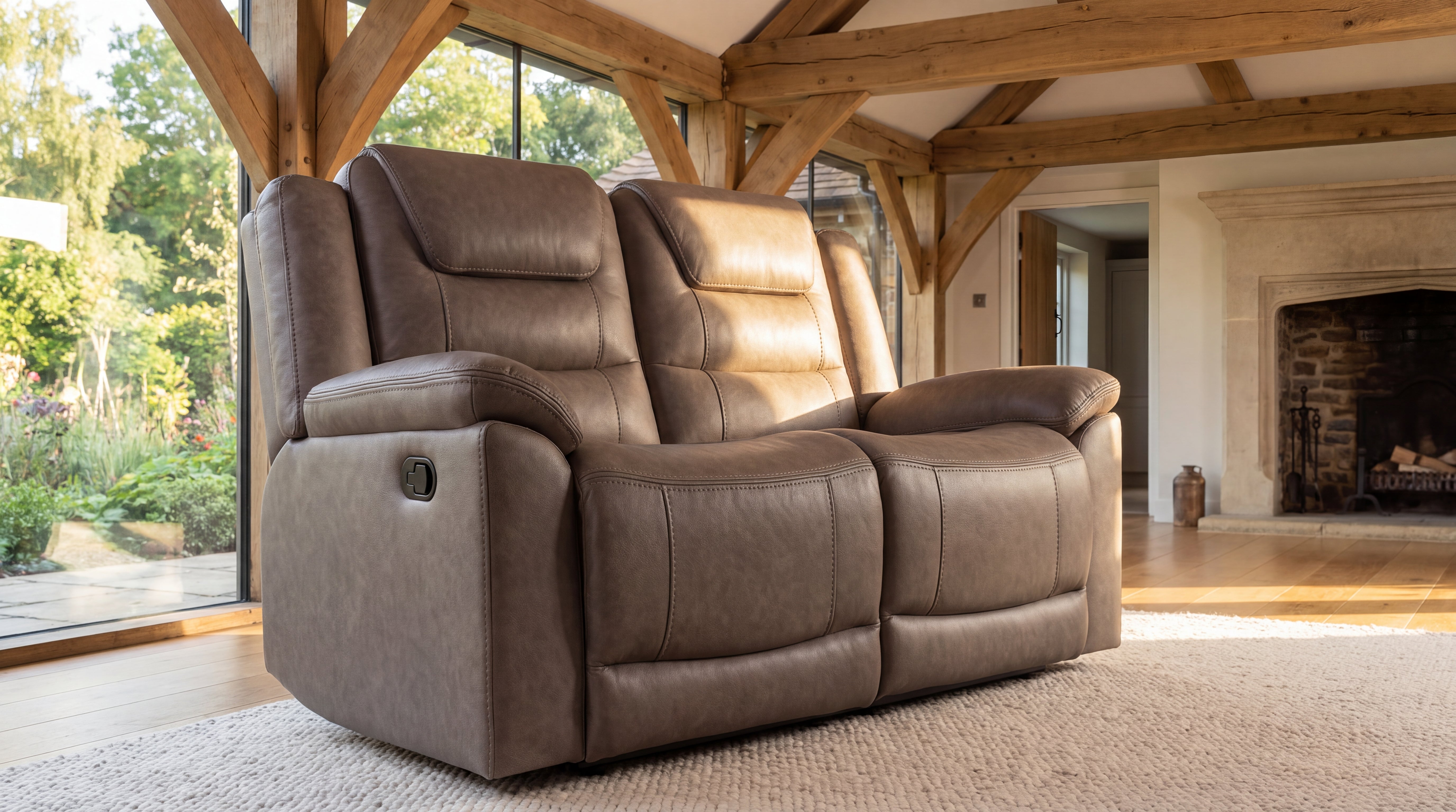 Myla Sand Series | 2 Seater Manual Recliner Sofa