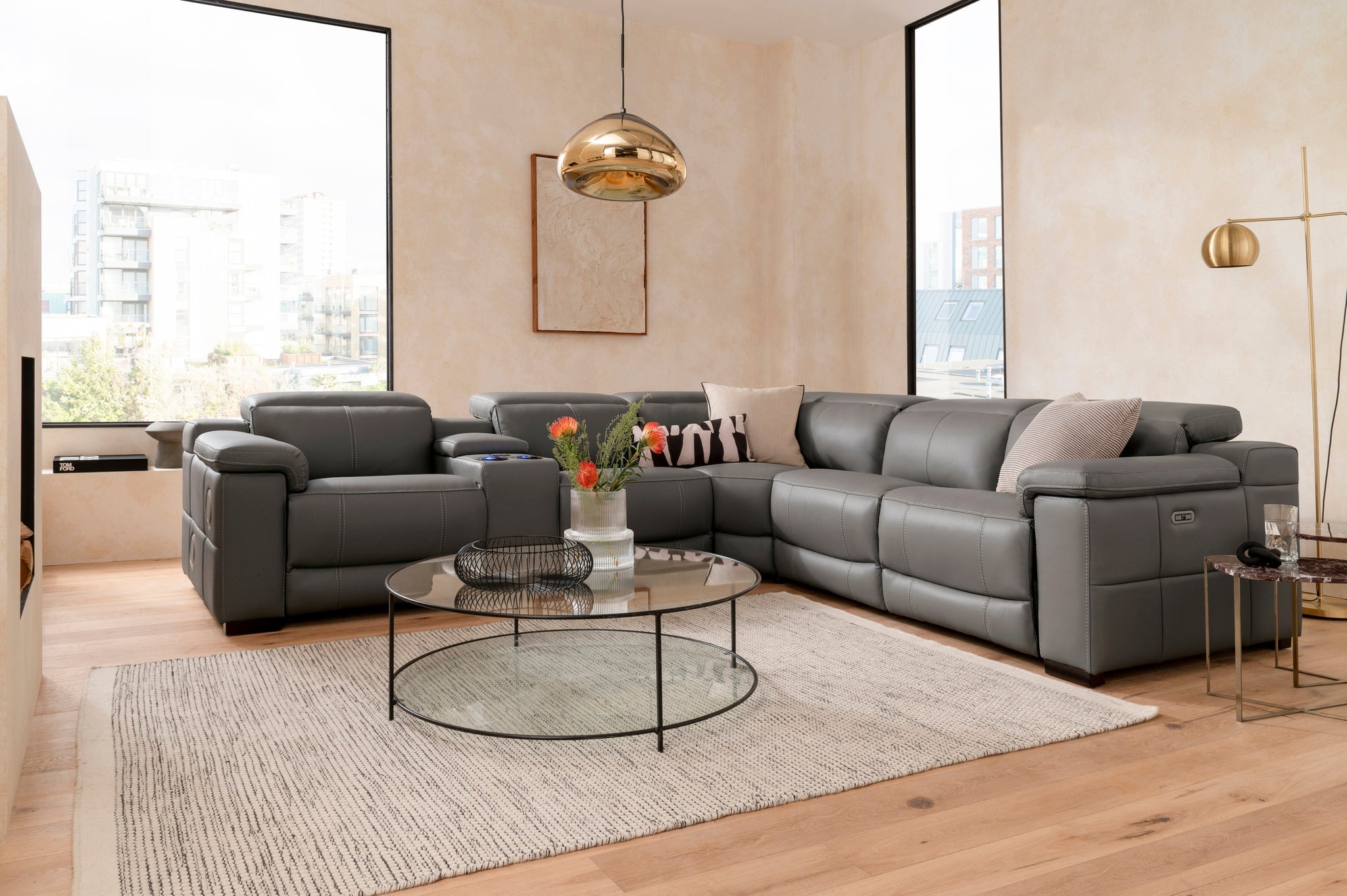 Series Five | Large Corner Electric Recliner Sofa Leather