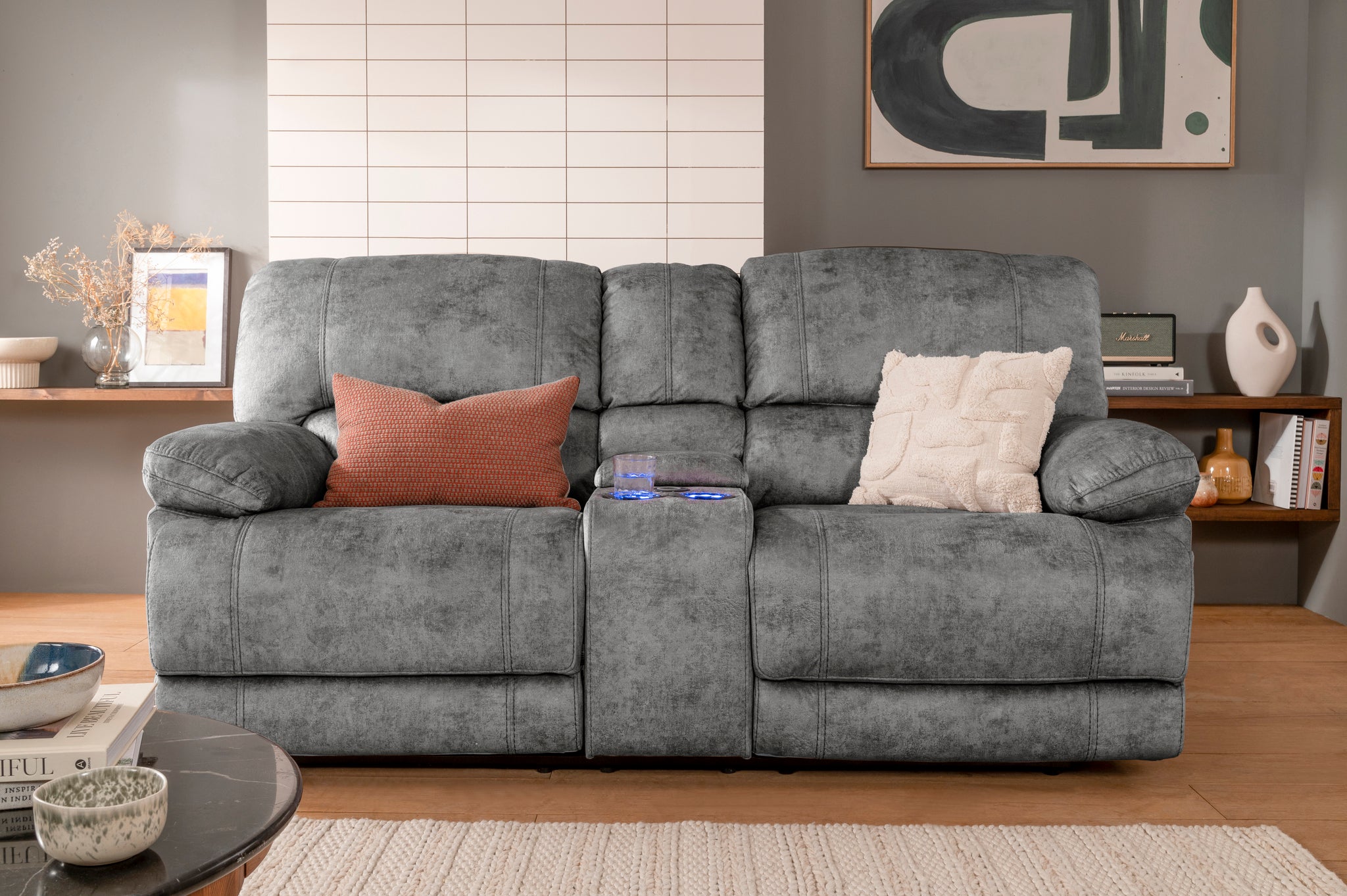 Heated leather deals sofa