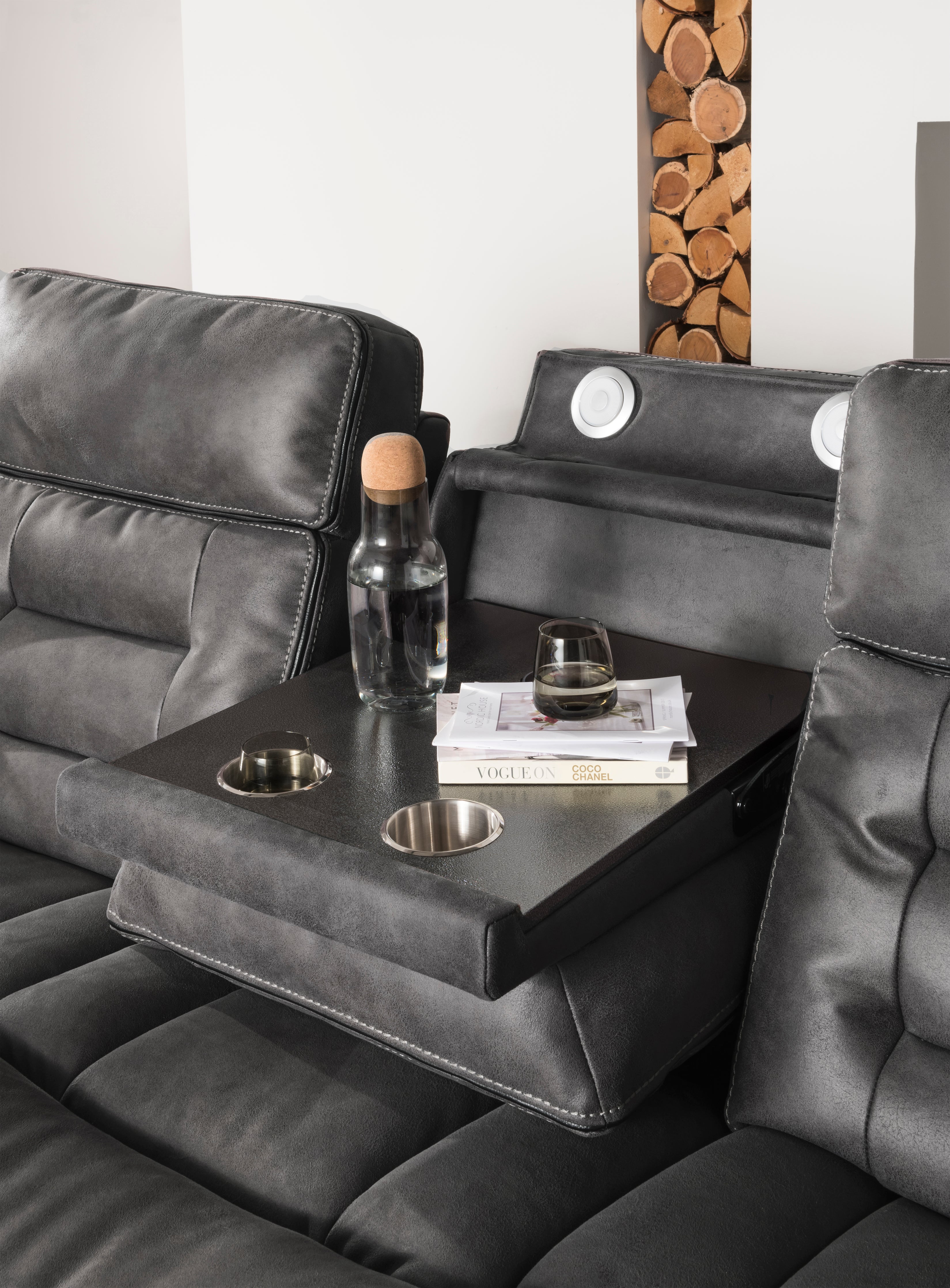 Couch with three online recliners