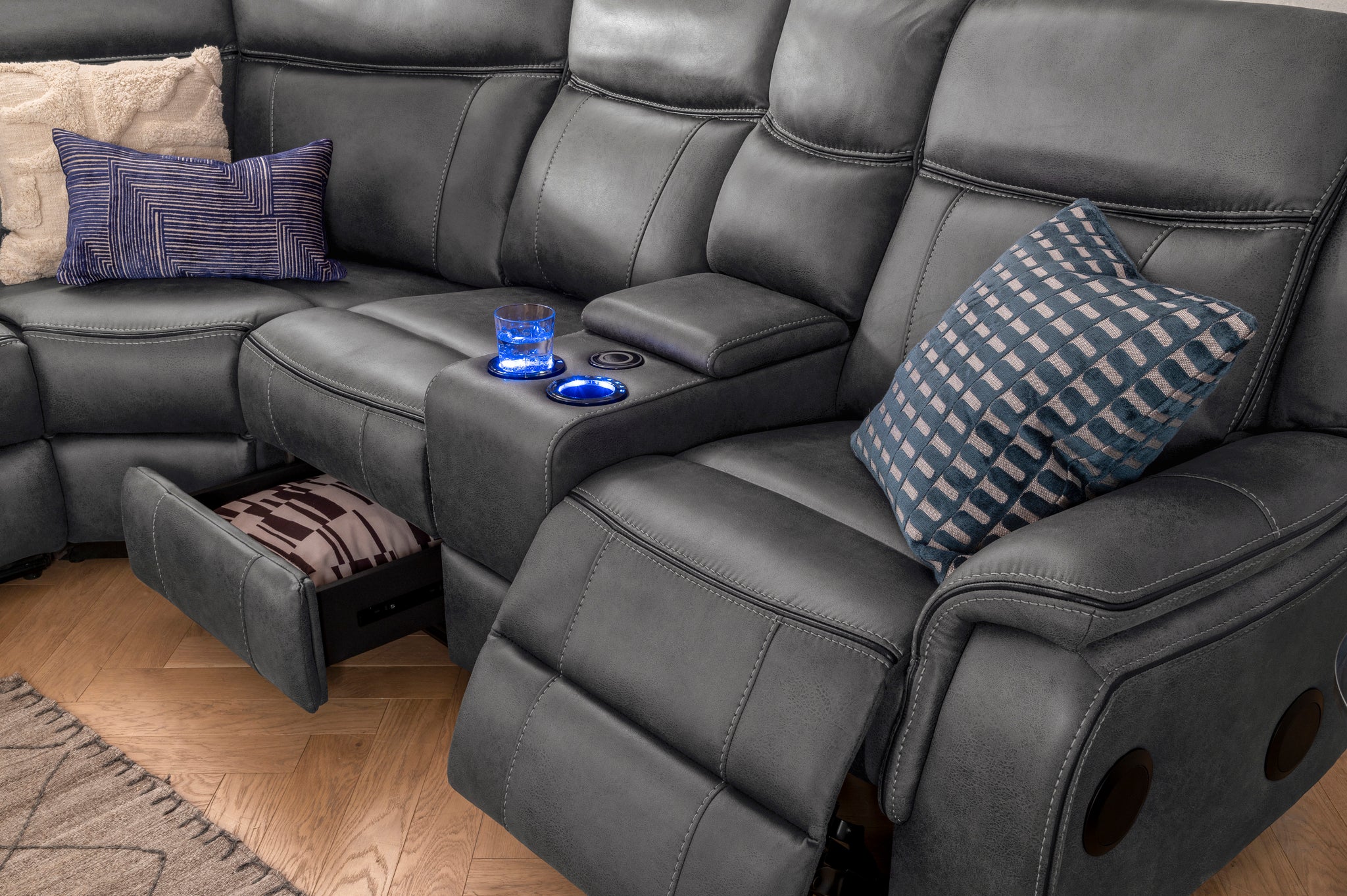 Reclining sectional with on sale led lights